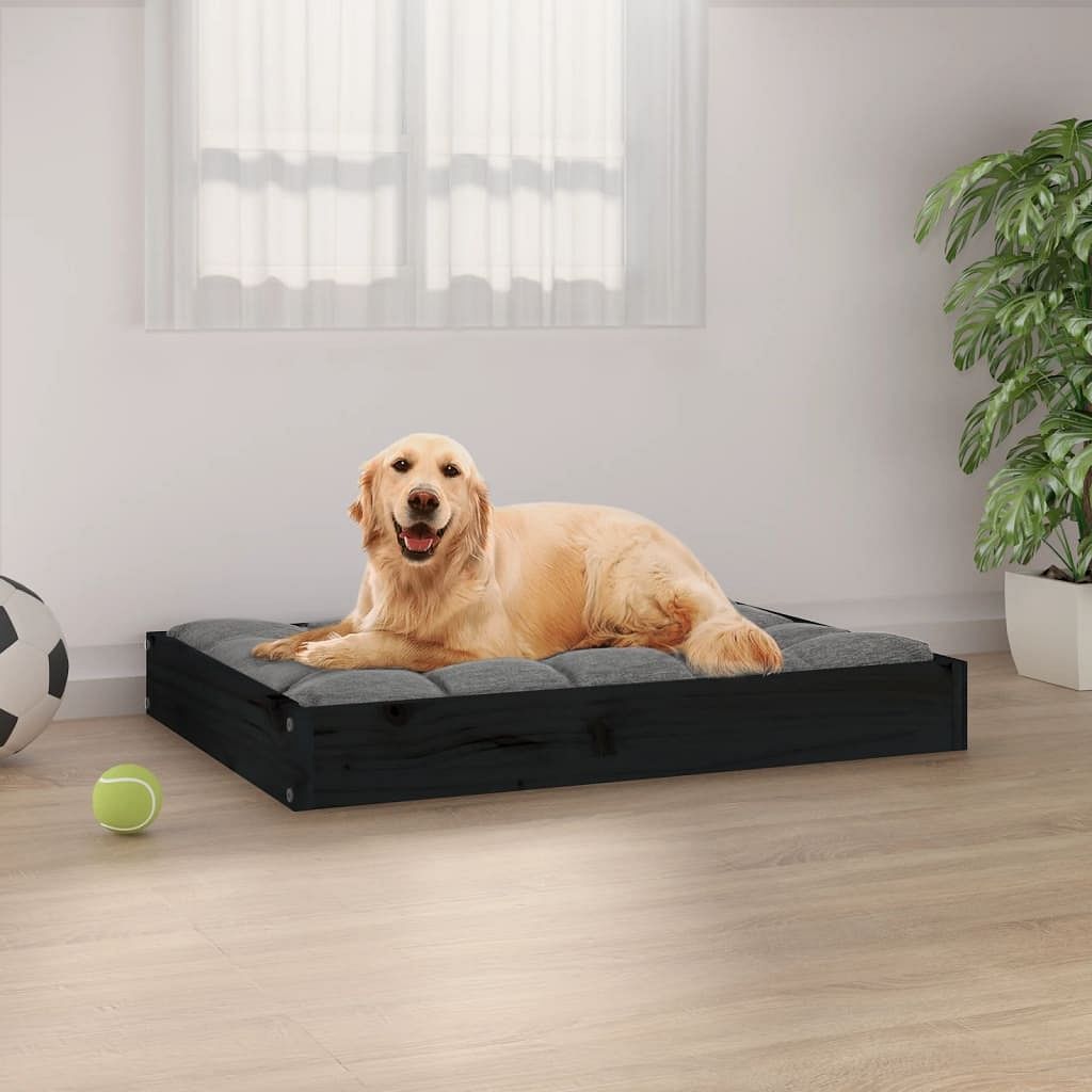 Dog bed black solid pine wood 28.1 x 21.3 x 3.5 in durable