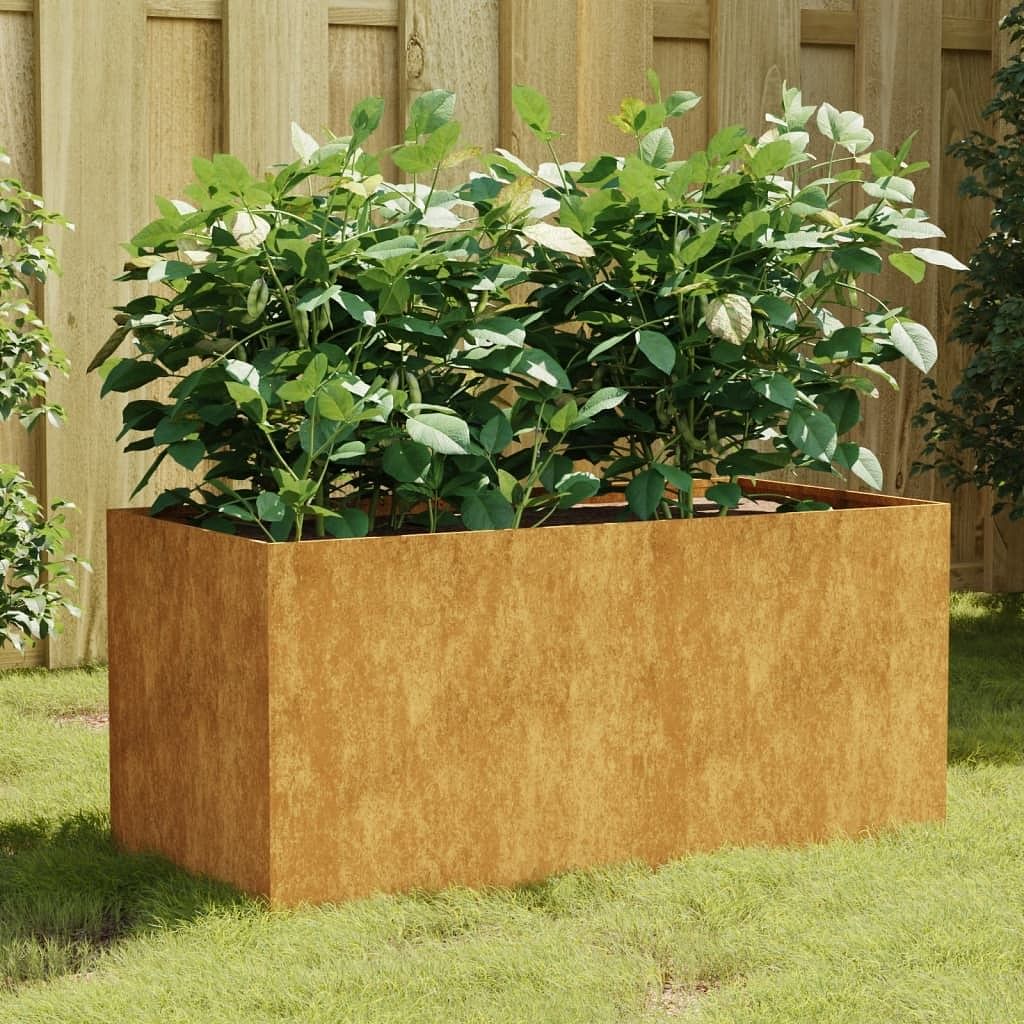 Planter rusty corten steel 31.5 x 15.7 x 15.7 in durable