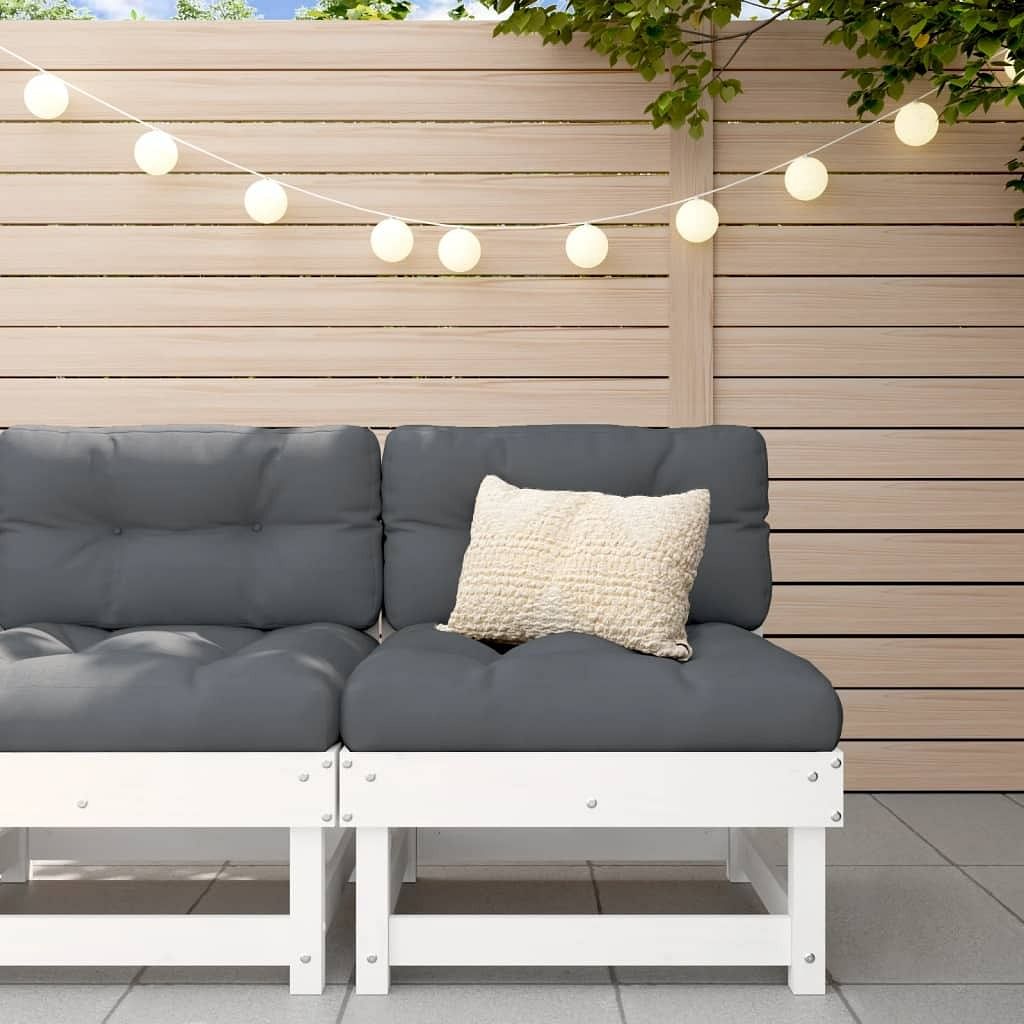 Garden middle sofa white solid pine wood medium modular