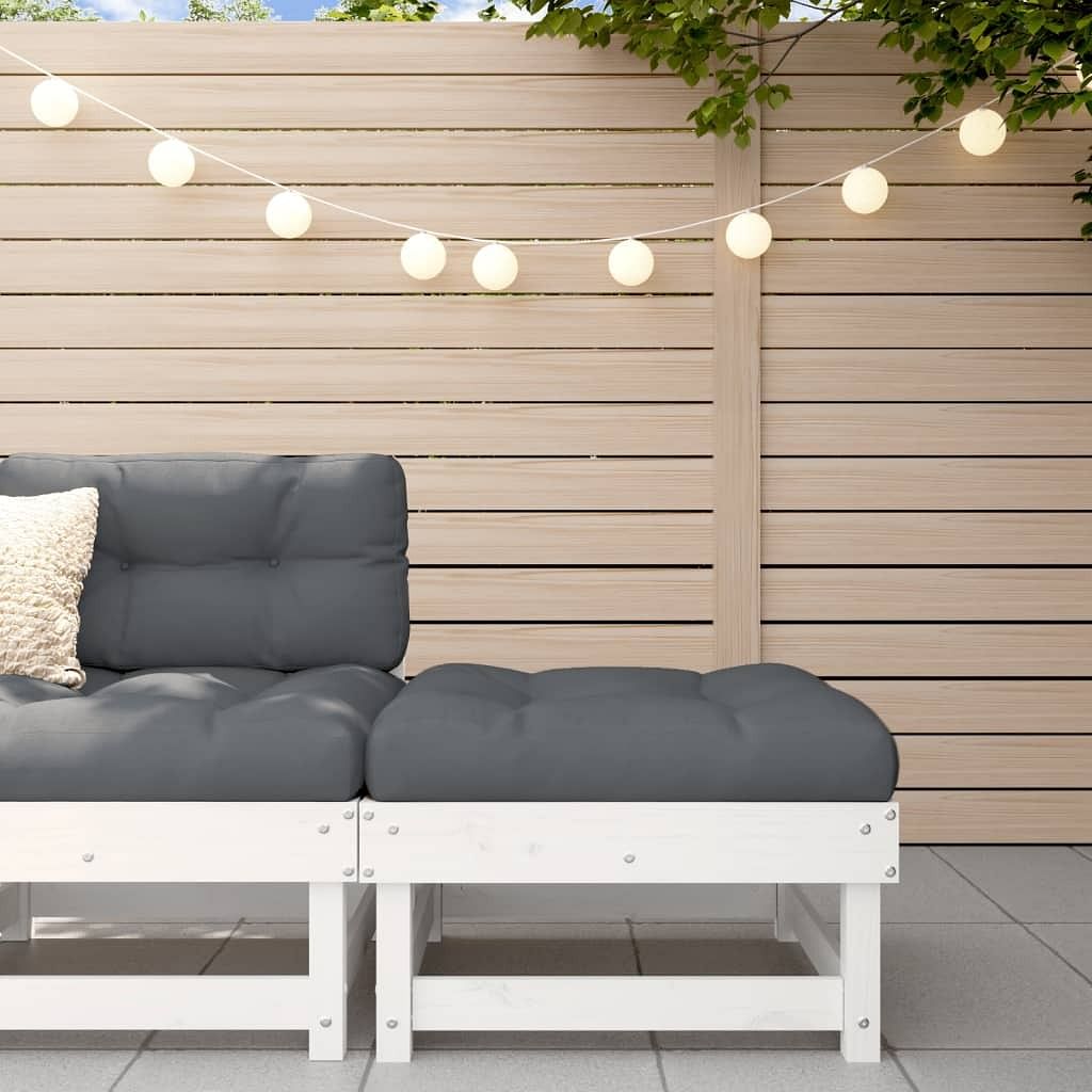 Garden footstool white solid pine wood 24.0 x 23.8 x 11.8 in