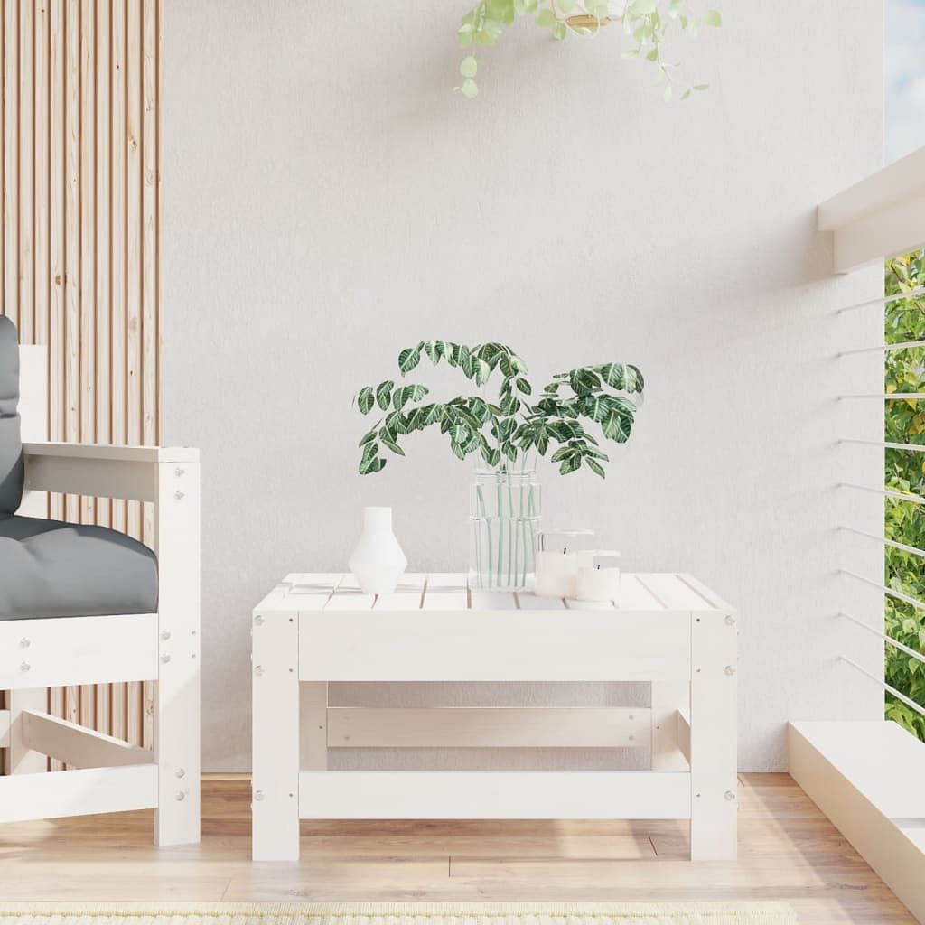Garden footstool white solid pine wood, plywood modular