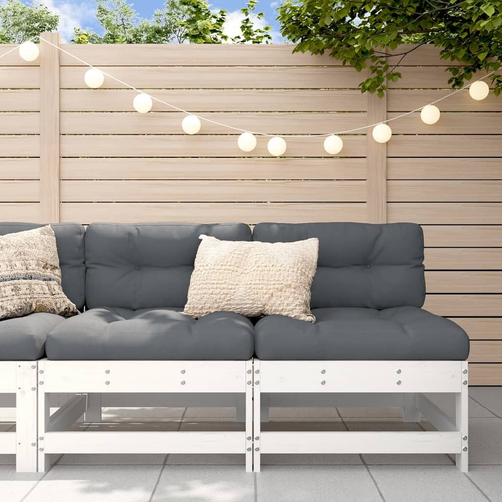 Garden middle sofa white solid pine wood medium modular