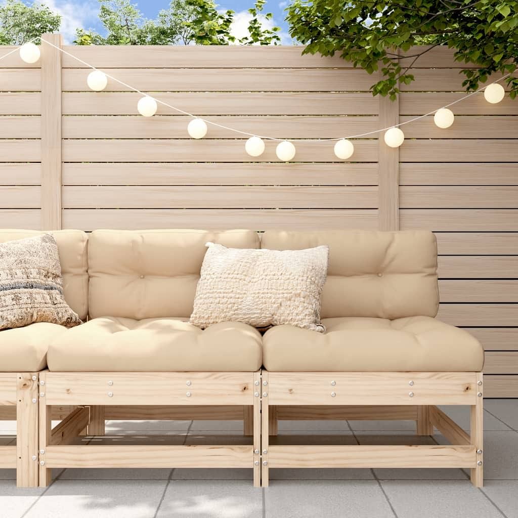 Middle sofa natural solid pine wood medium modular middle sofa