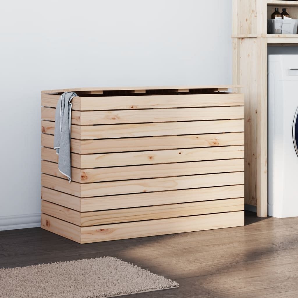 Laundry basket 34.8"x17.3"x26" solid wood pine