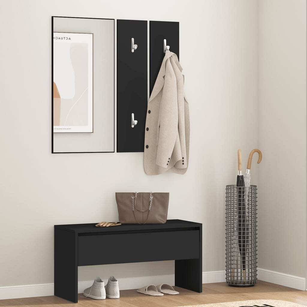 Hallway furniture set black engineered wood, acrylic medium