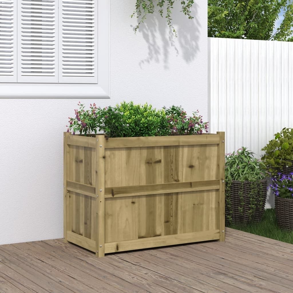 Garden planter natural pine treated solid pine wood large durable
