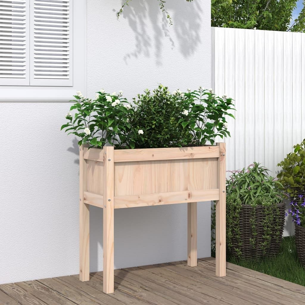 Garden planter natural pine solid pine wood medium garden planter