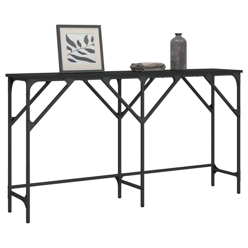 Console table black engineered wood 55.1 x 11.4 x 29.5 in