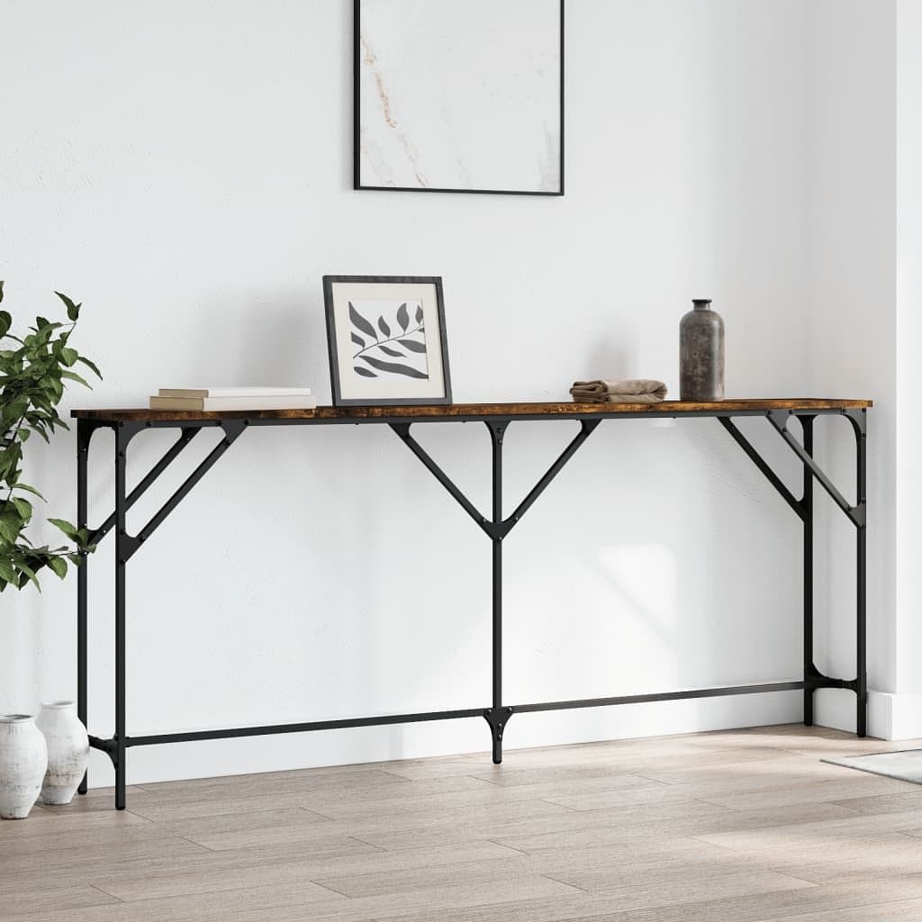 Console table smoked oak engineered wood extra long