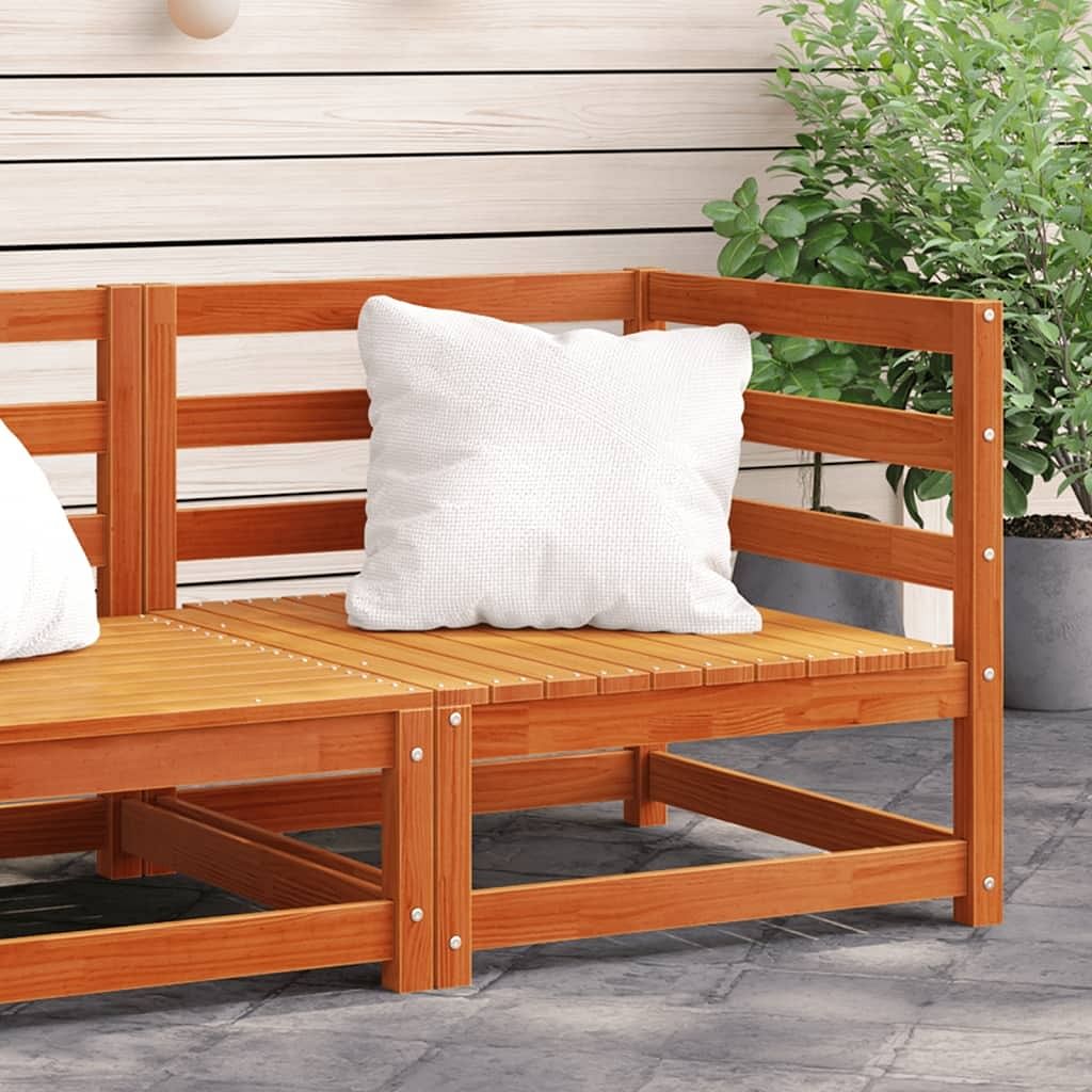 Garden sofa wax brown solid pine wood single seat module modular