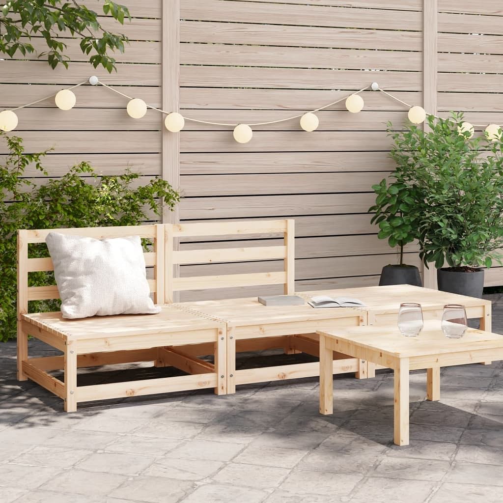 Garden sofa natural wood solid pine two-seater modular rustic