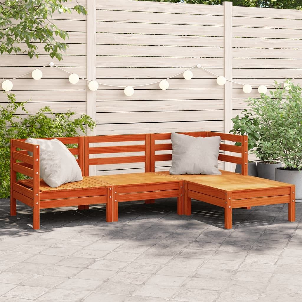 Garden sofa wax brown solid pine wood large modular garden sofa