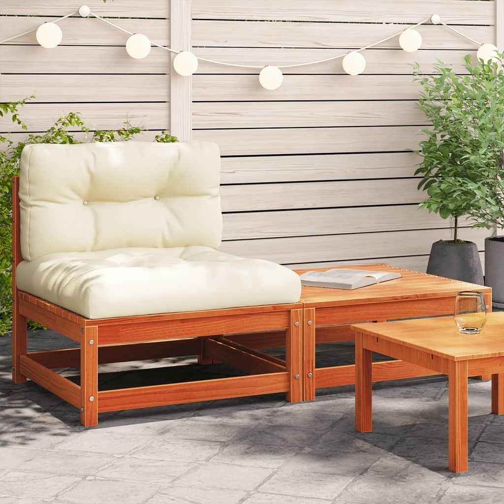 Garden sofa wax brown solid pine wood medium modular