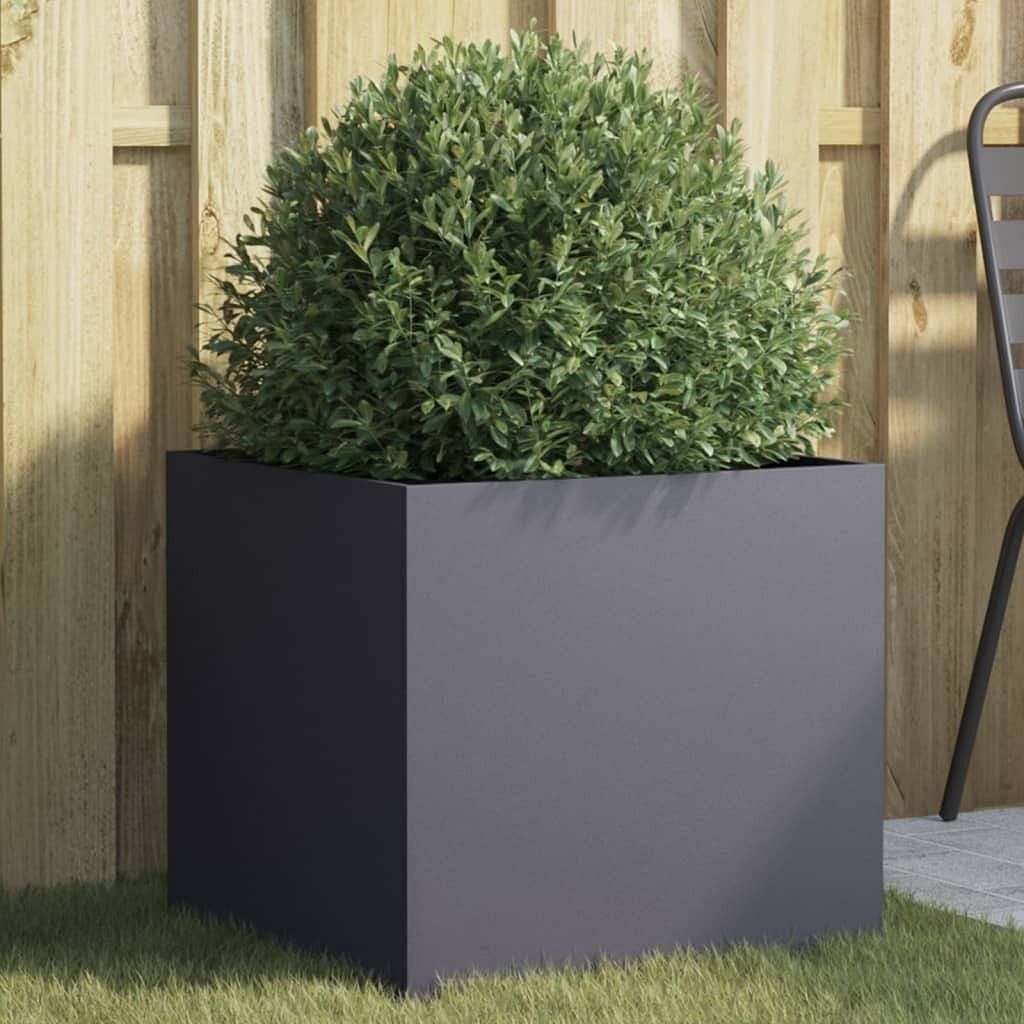Planter anthracite cold-rolled steel medium decorative inlays
