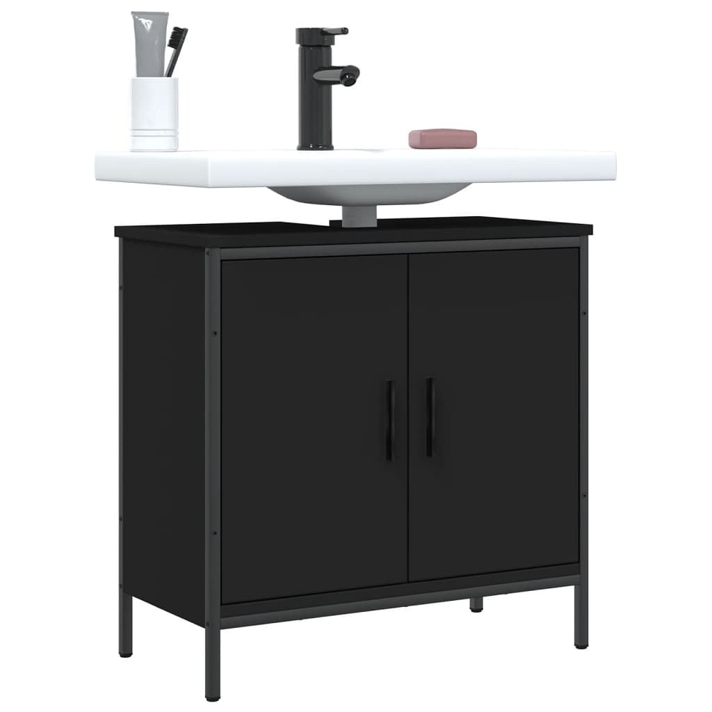 Bathroom sink cabinet black engineered wood medium