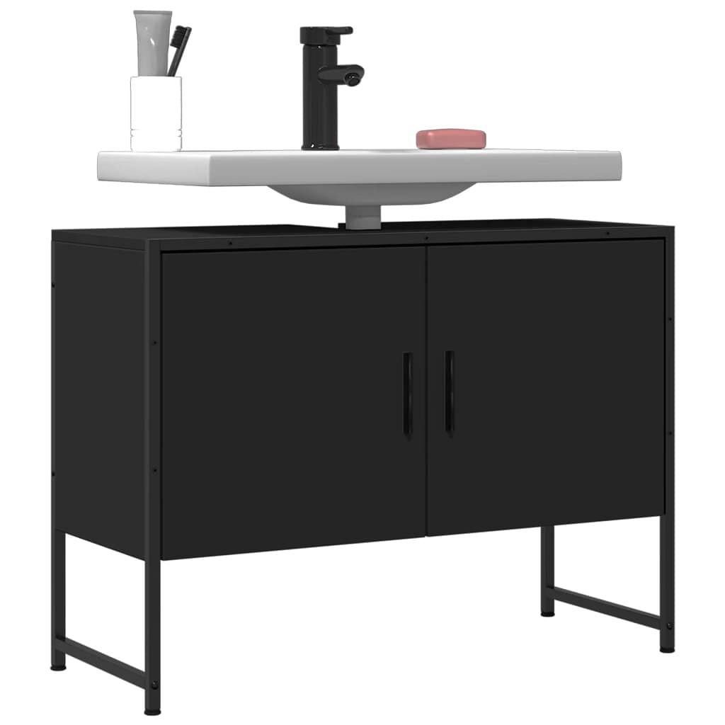 Bathroom sink cabinet black engineered wood medium