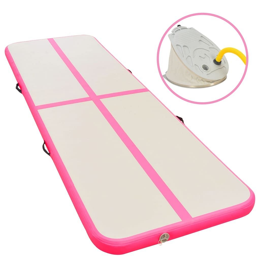 Inflatable gymnastics mat with pump 157.4"x39.3"x3.9" pvc pink