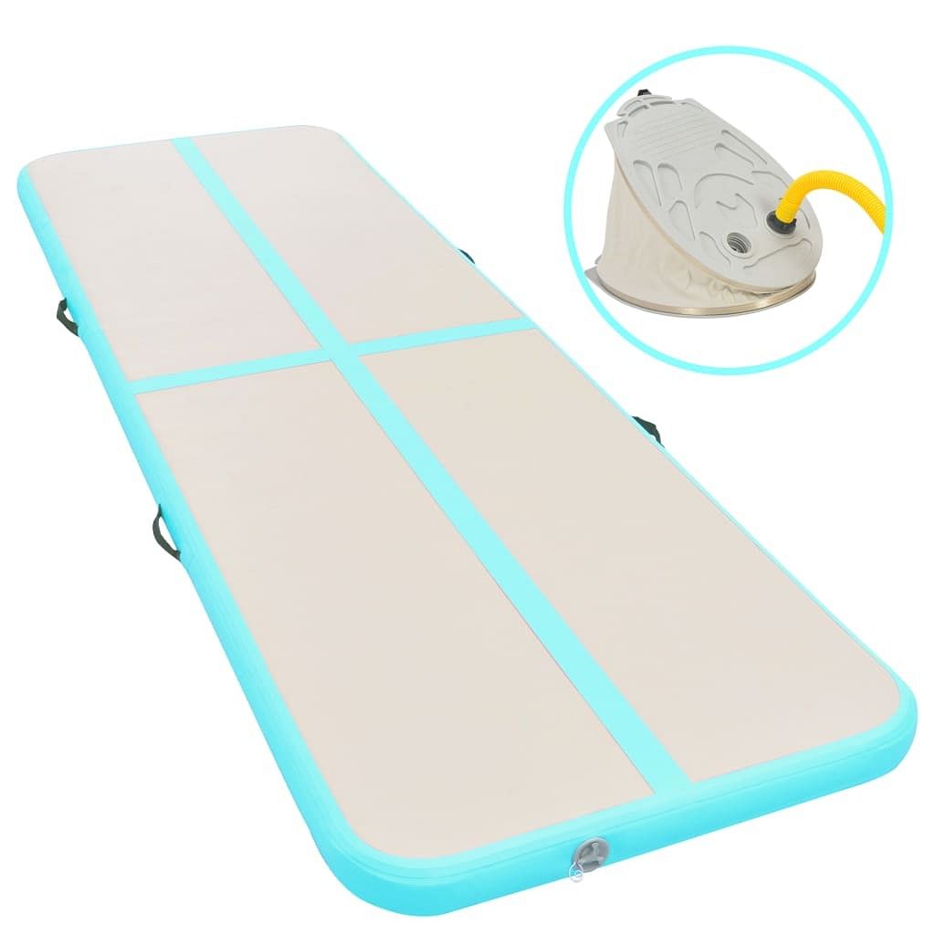 Inflatable gymnastics mat with pump 157.4"x39.3"x3.9" pvc green
