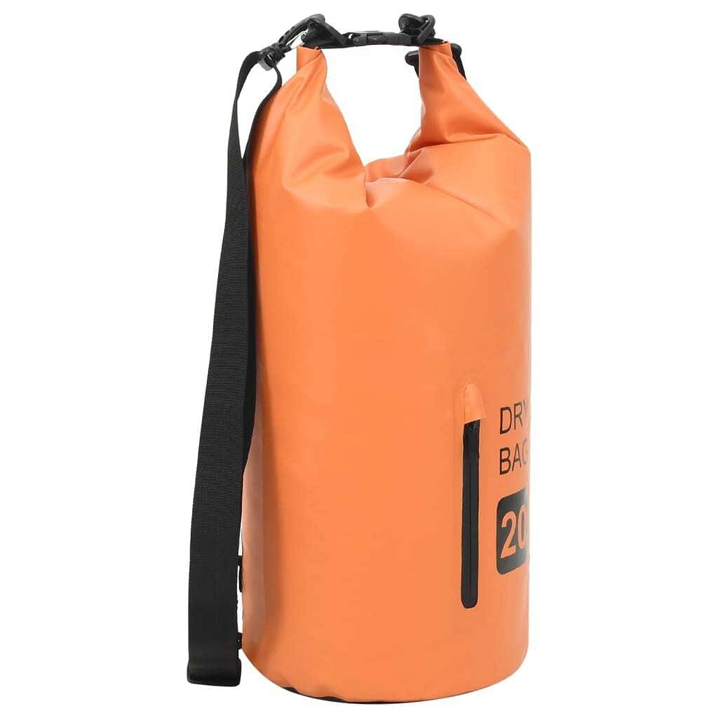 Dry bag with zipper orange 5.3 gal pvc