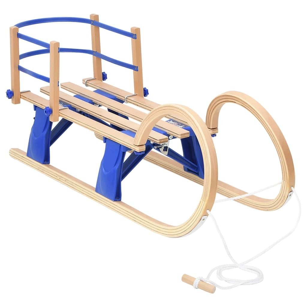Foldable sledge with backrest 43.3" plywood