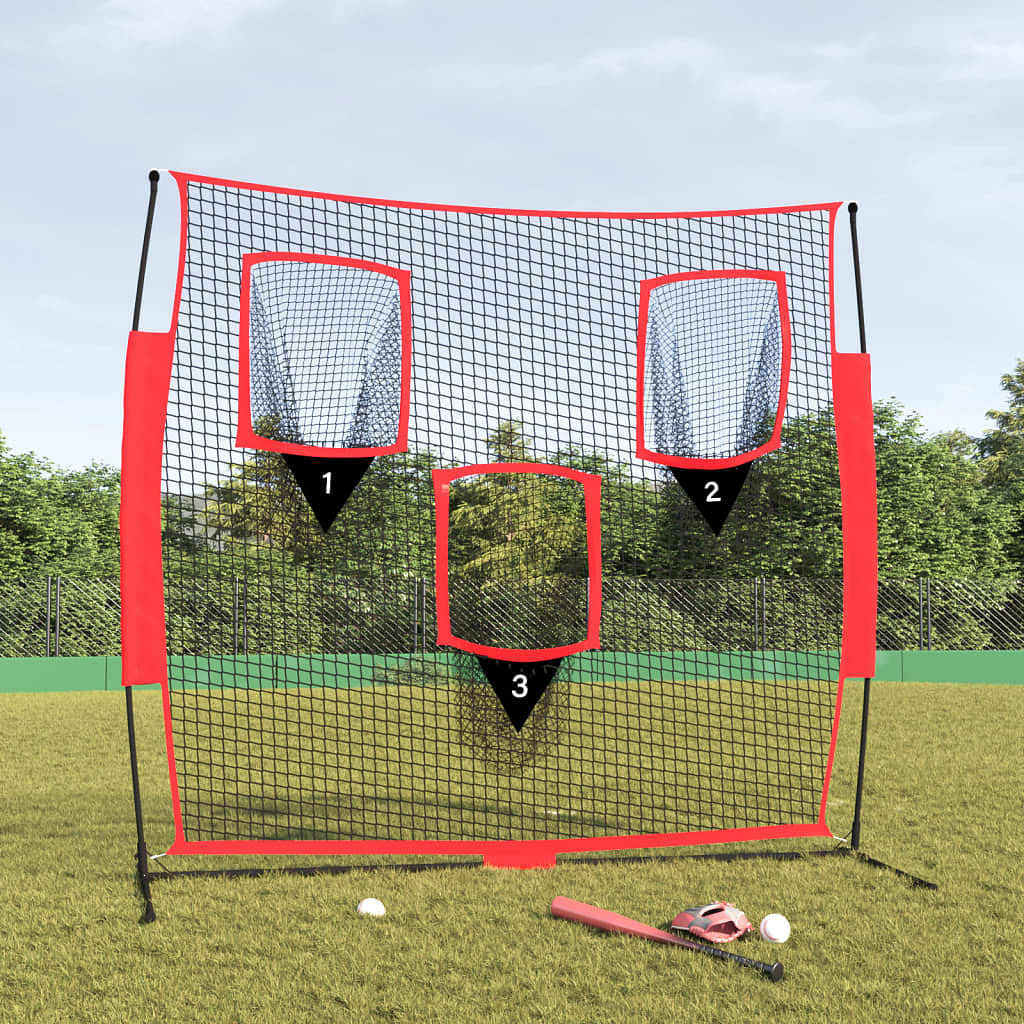 Portable baseball net black and red 72"x41.3"x72" polyester