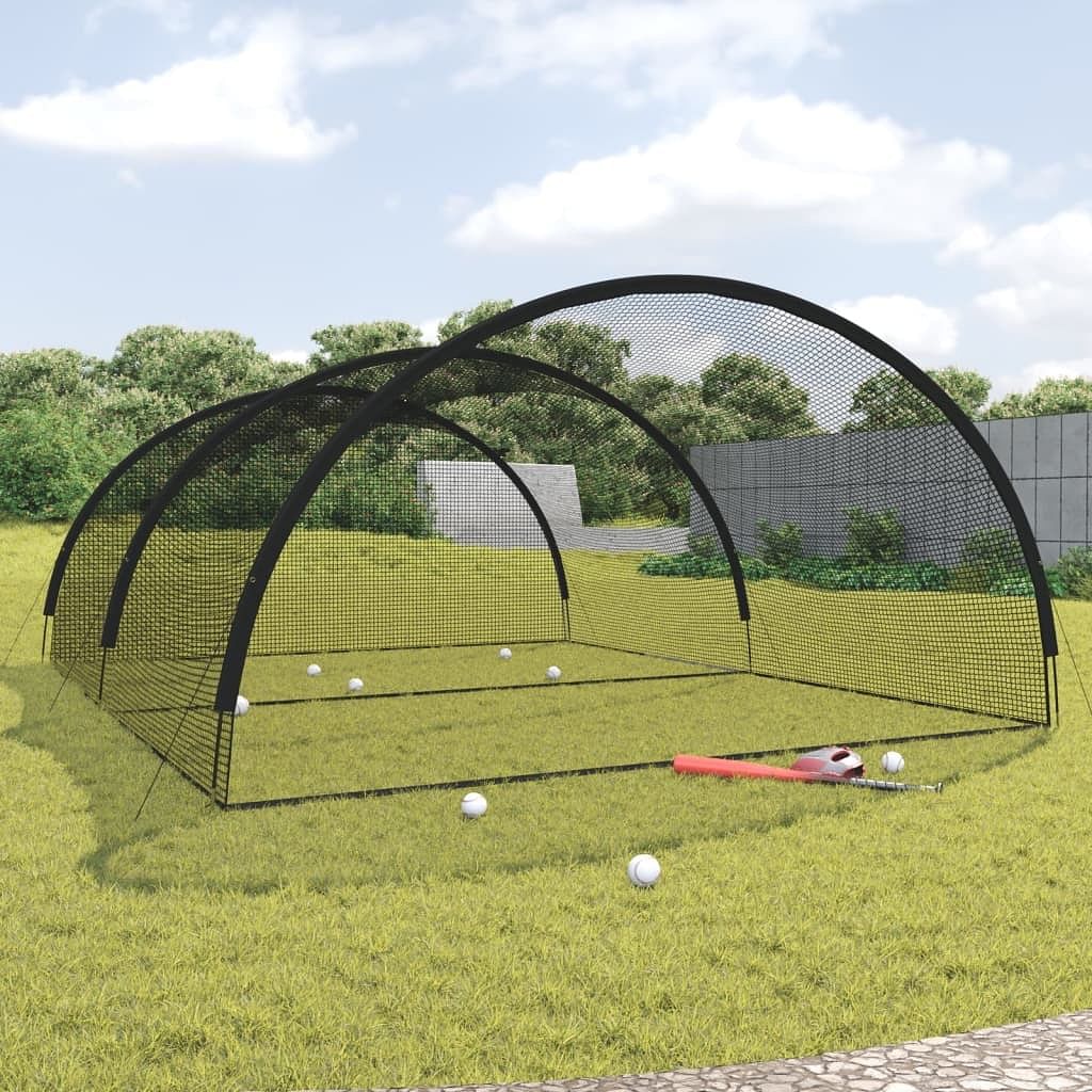 Baseball batting cage net black 236.2"x157.5"x98.4" polyester