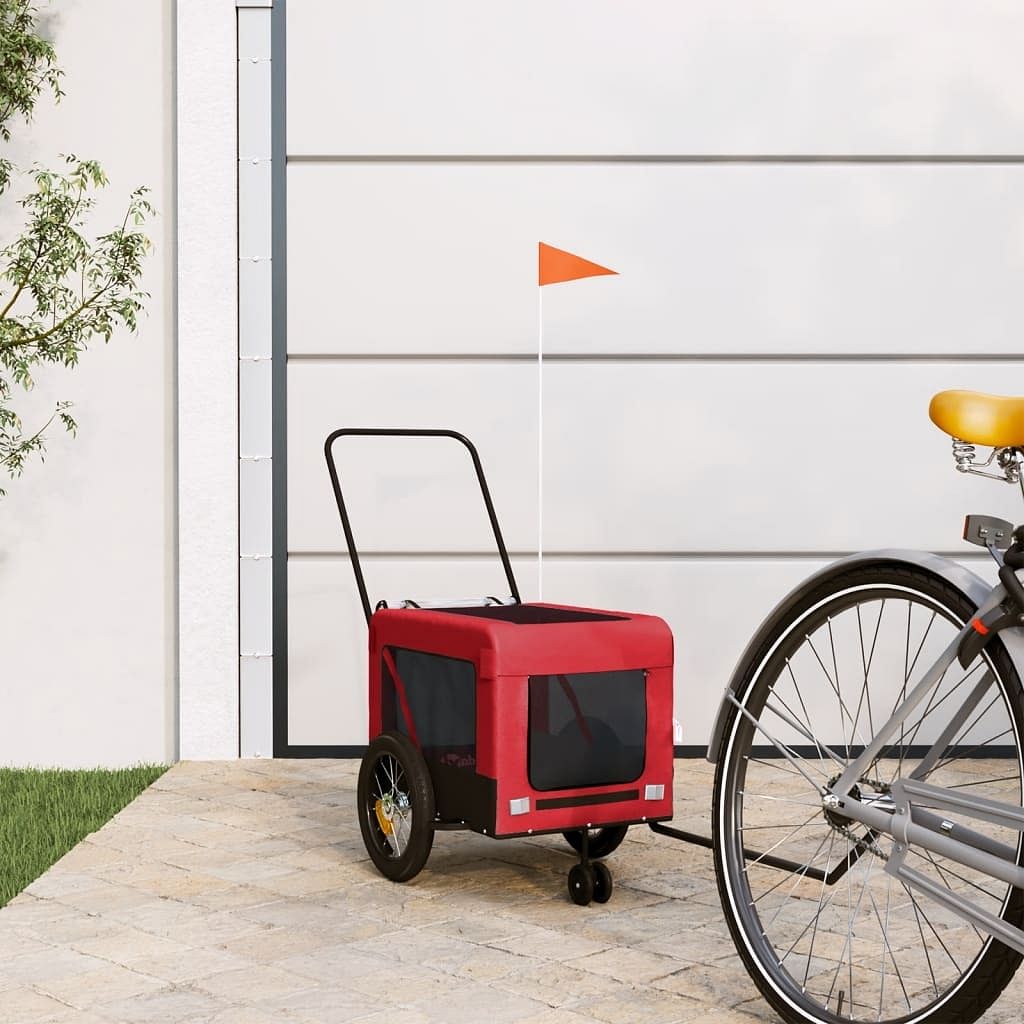 Pet bike trailer red and black oxford fabric, iron, pvc medium