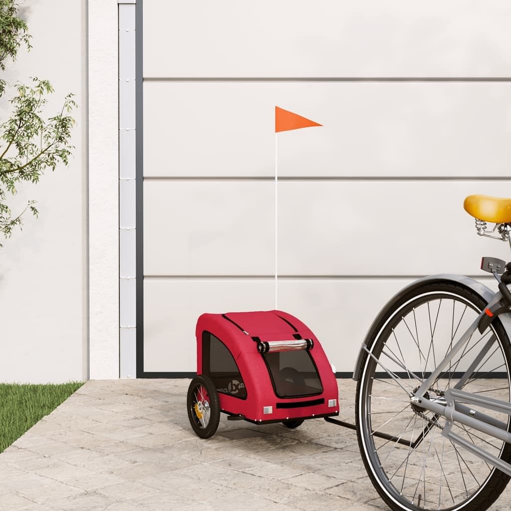 Pet bike trailer red oxford fabric, iron, pvc small durable
