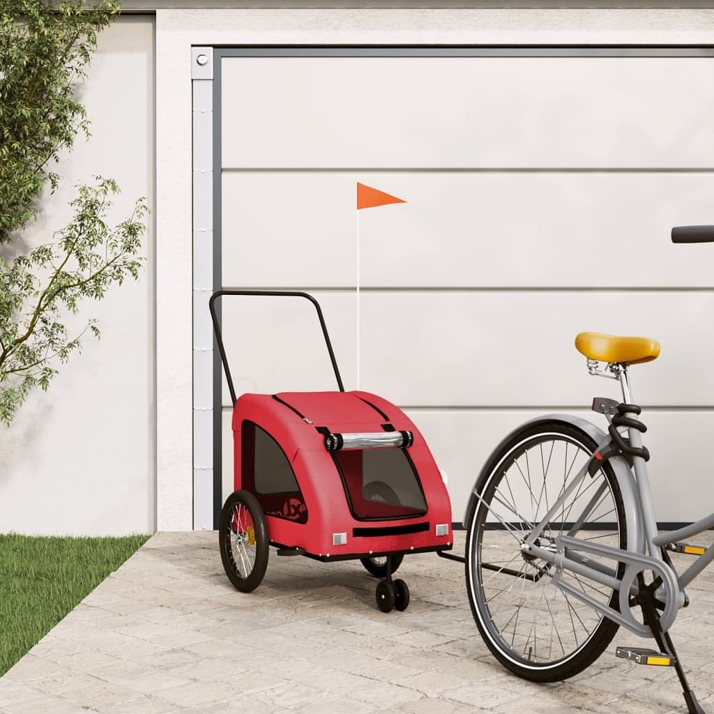 Pet bike trailer red oxford fabric 53.9 x 26.8 x 28.3 in