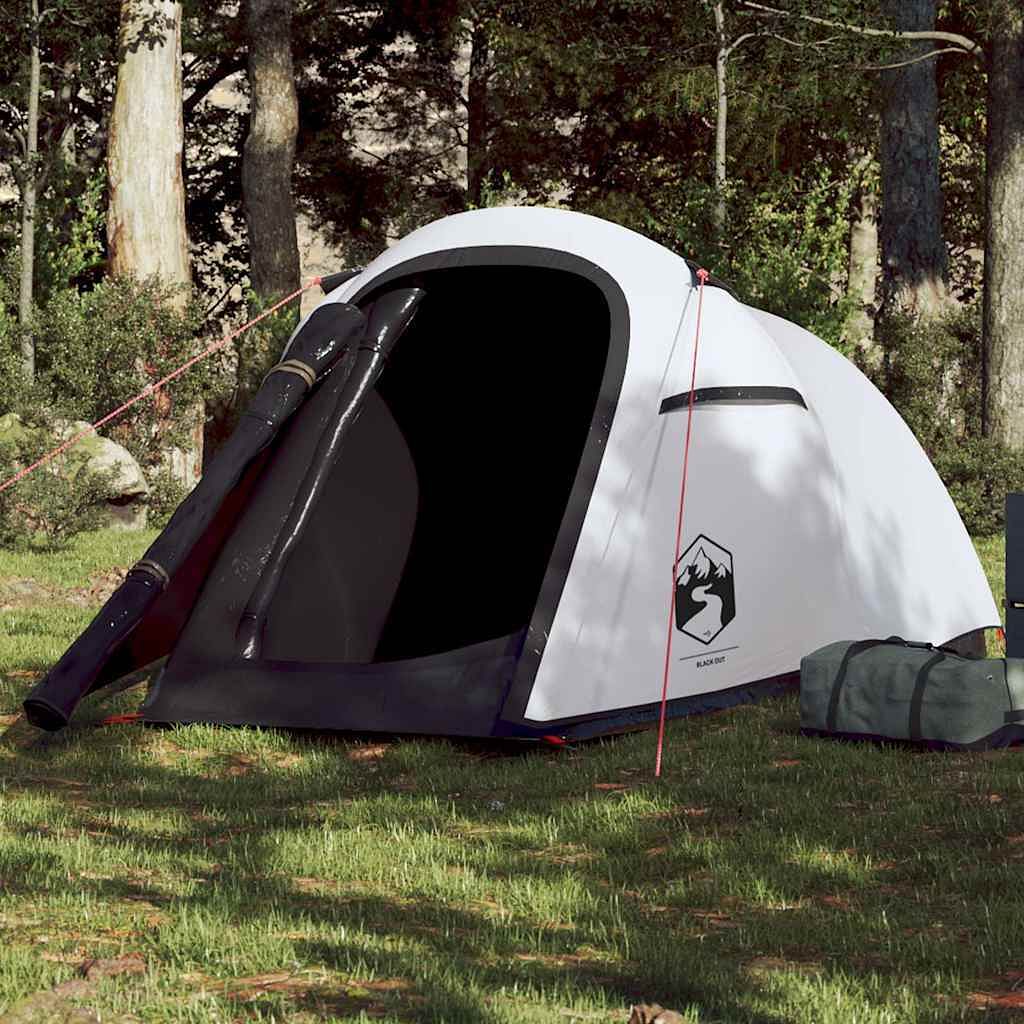 Camping tent tunnel 2-person white blackout fabric waterproof