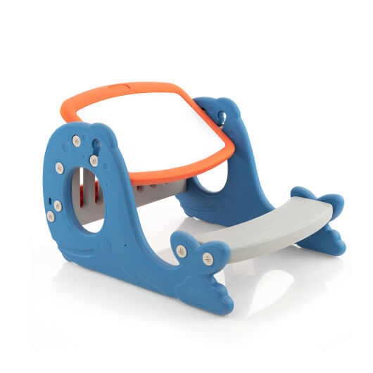 Convertible kids activity table set toddler easel with erasable whiteboard-blue