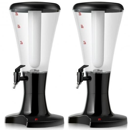 Set of 2 3l draft beer tower dispenser with led lights