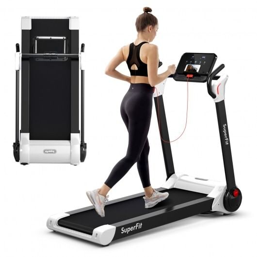 2.25 hp electric motorized folding running treadmill machine with led display-black