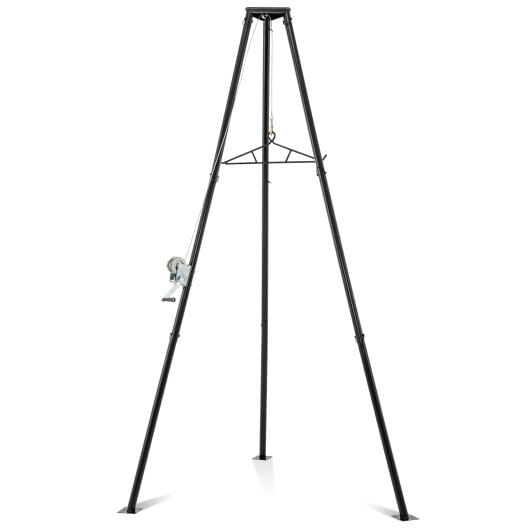 Tripod game hoist deer hanger 600 lbs capacity deer skinning rack-black - color: black