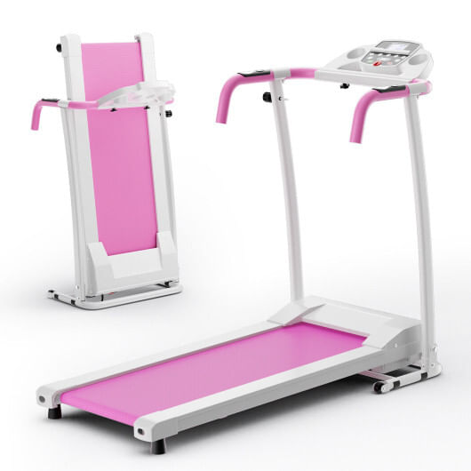Folding treadmill with 12 preset programs and lcd display-white - color: white