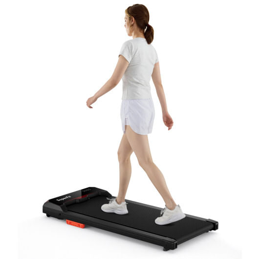 2.5hp under desk treadmill with remote control and led display-black - color: black
