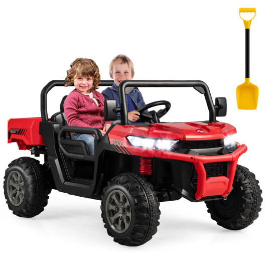 24v ride on kids car with dump bed and remote control-red - color: red