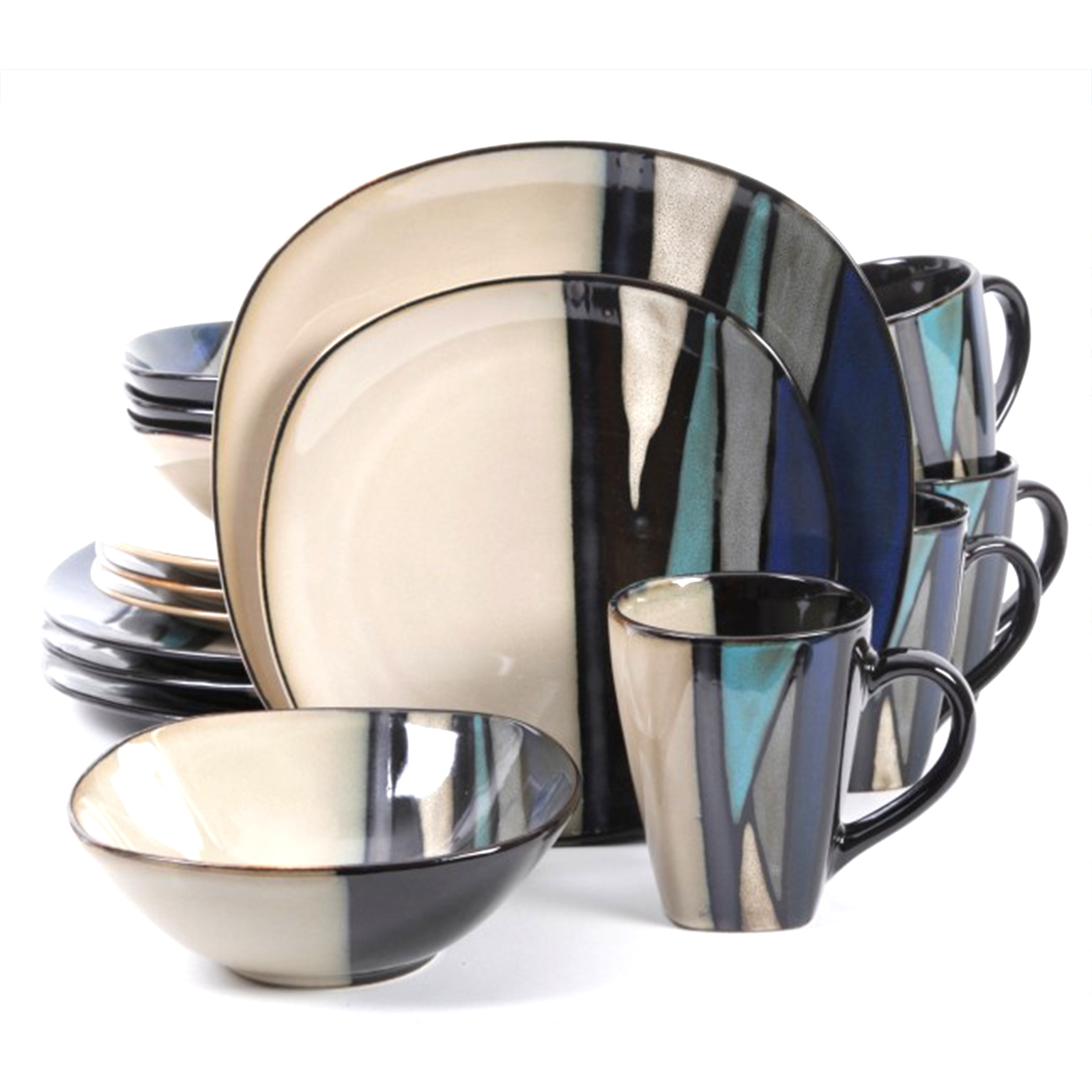 Gibson elite althea 16-piece dinnerware set, teal