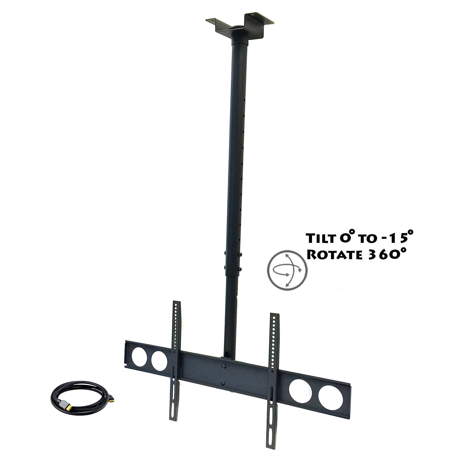 Megamounts heavy duty tilting ceiling televeision mount for 37" to 70" lcd, led and plasma televisions with hdmi cable