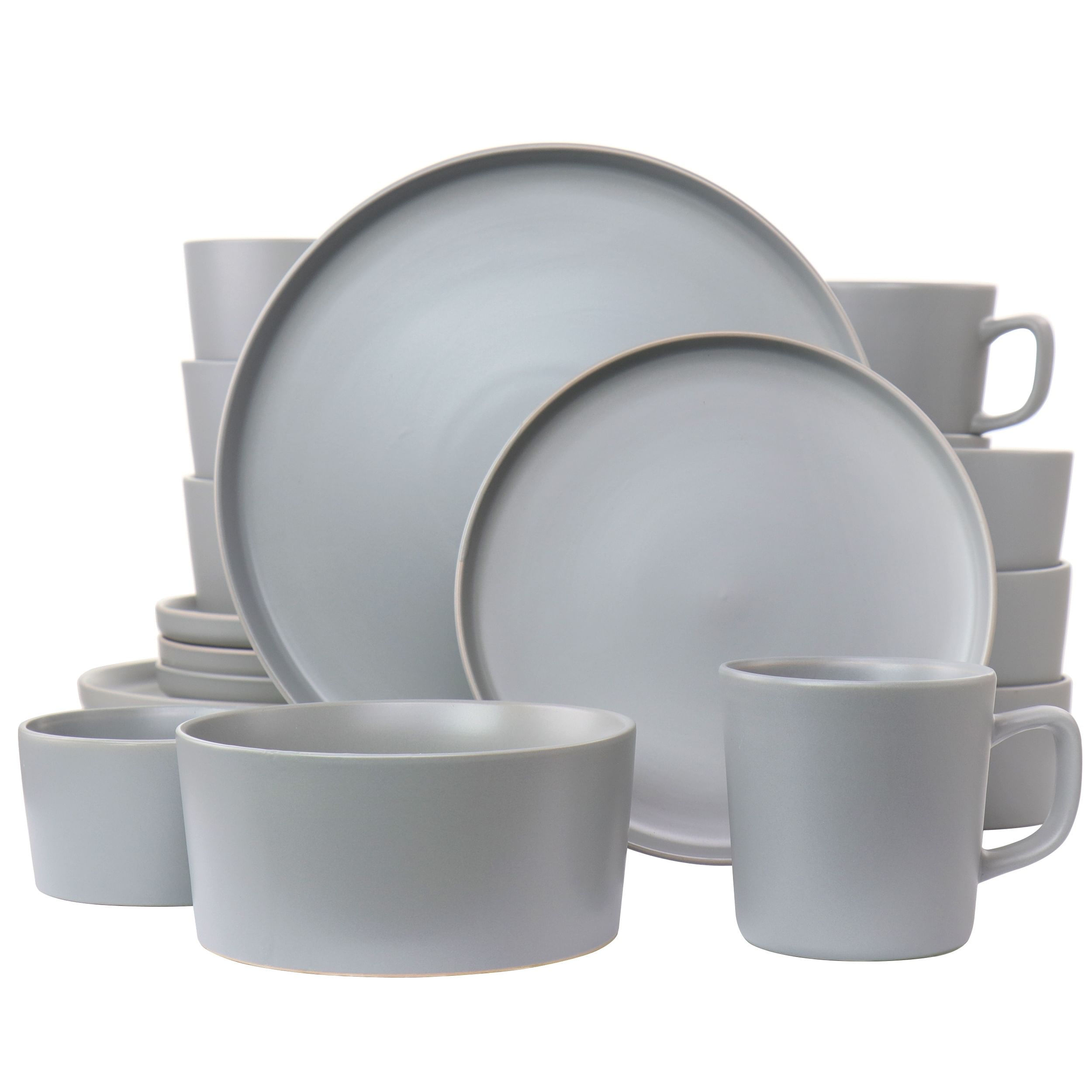 Elama luxmatte light grey 20 piece dinnerware set
