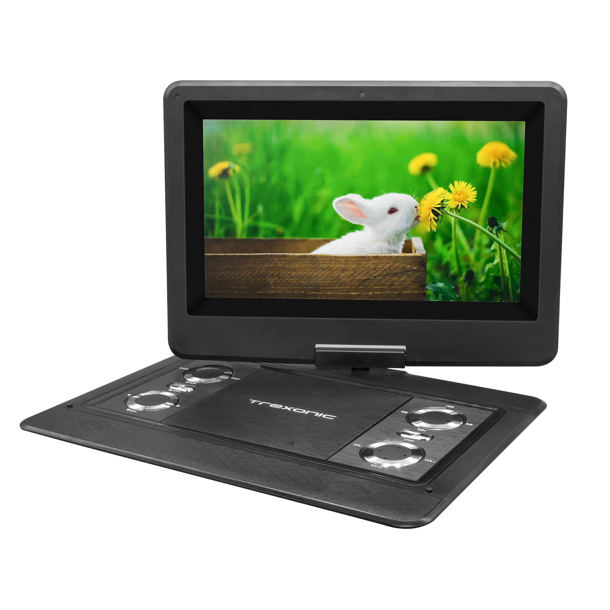 Trexonic portable tv+dvd player with color tft led screen and usb/hd/av inputs