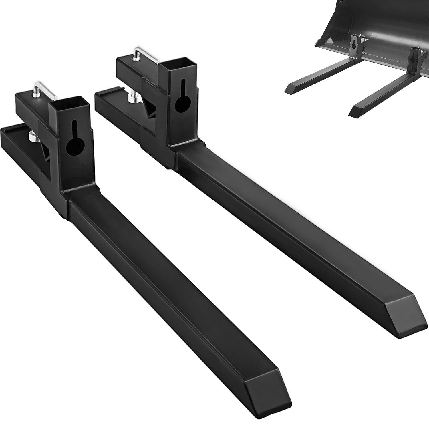 Vevor pallet forks 2000 lbs clamp on tractor bucket forks 46.9" total length, heavy duty front loader forks, fork attachment for skid steer, loader bucket