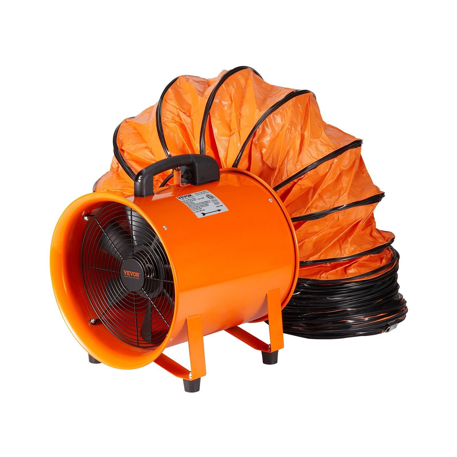 Vevor portable ventilator, 8 inch heavy duty cylinder fan with 33ft duct hose, 195w strong shop exhaust blower 1070cfm, industrial utility blower for sucking dust, smoke, smoke home/workplace