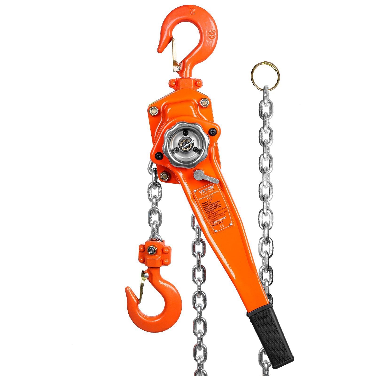 Vevor manual lever chain hoist, 1-1/2 ton 3300 lbs capacity 10 ft come along, g80 galvanized carbon steel with weston double-pawl brake,auto chain leading & 360?&deg; rotation hook, for garage factory dock