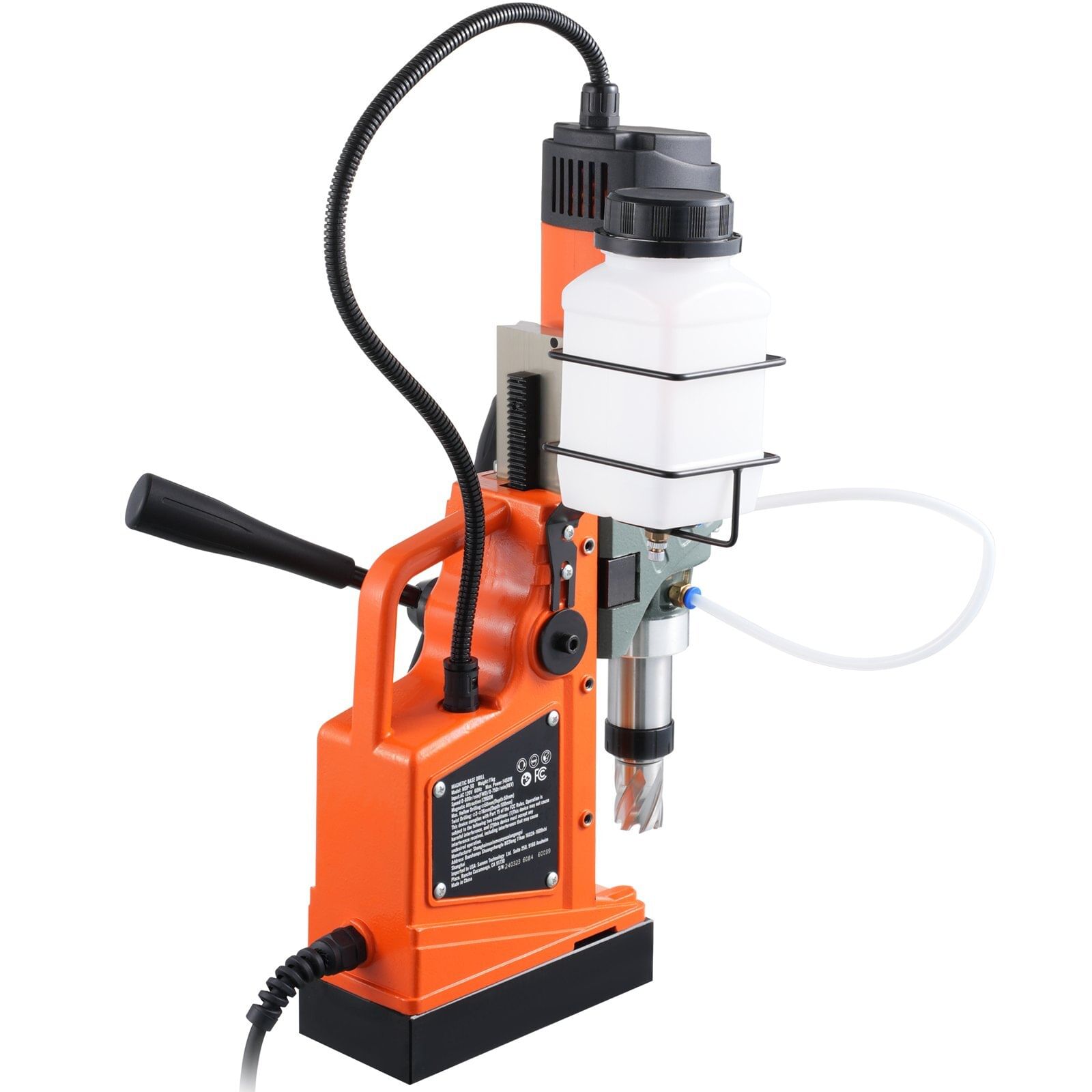 Magnetic drill, 1450w motor 2 in boring diameter, 2878 lbf portable electric mag drill press, with 6 coring bits, variable speed, drilling machine for metal surface, home improvement industry