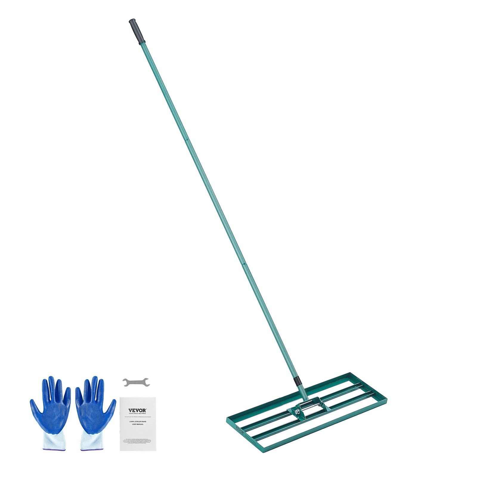 Lawn leveling rake, 30"x10" level lawn tool, heavy-duty lawn leveler with 78" steel extended handle, yard leveling rake suit for garden, golf lawn, farm