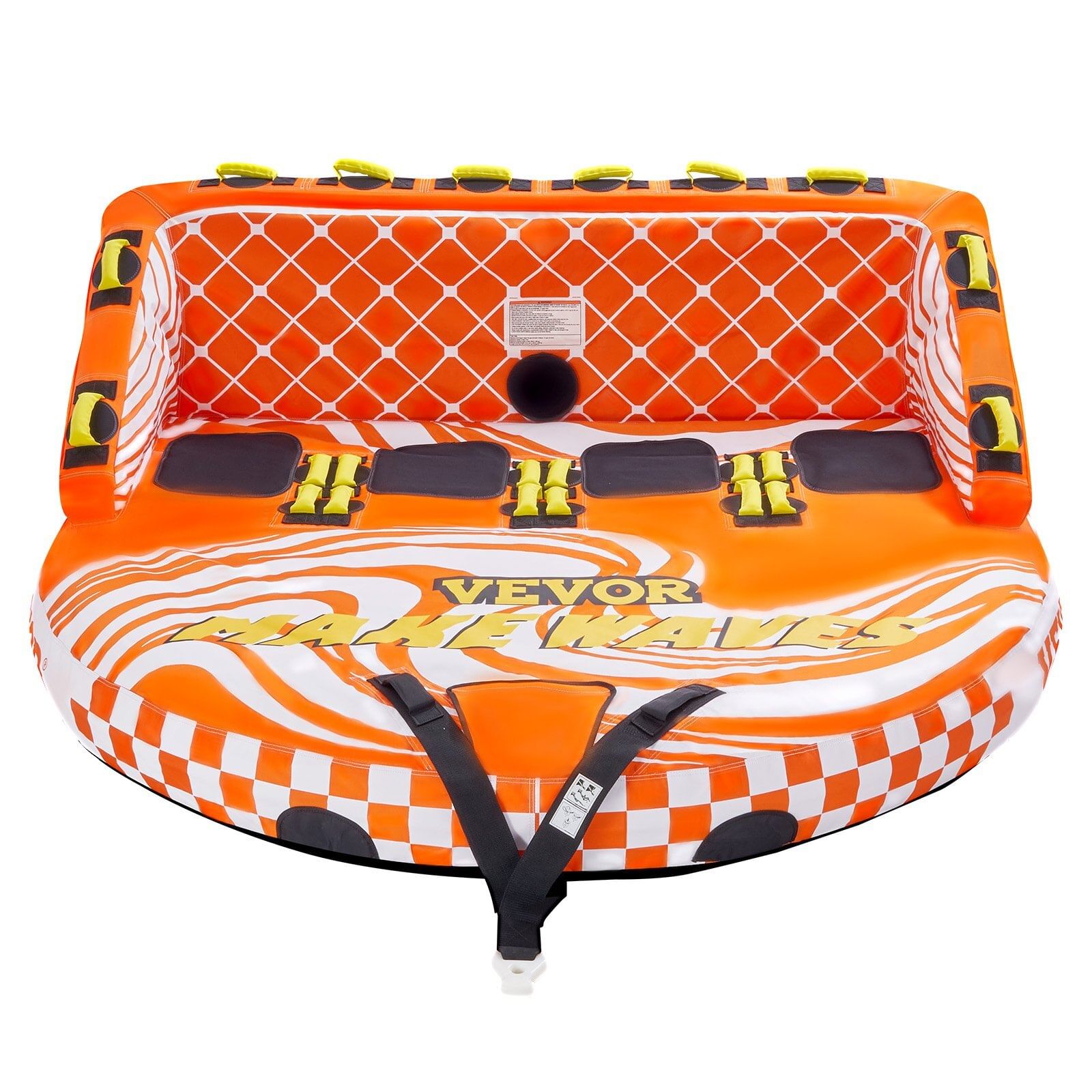 Towable tube for boating, 1-4 riders inflatable boat tubes and towables, 680lbs water sport towable tube for boat to pull - with full nylon cover, 22 grab handles, dual tow points & safety valve