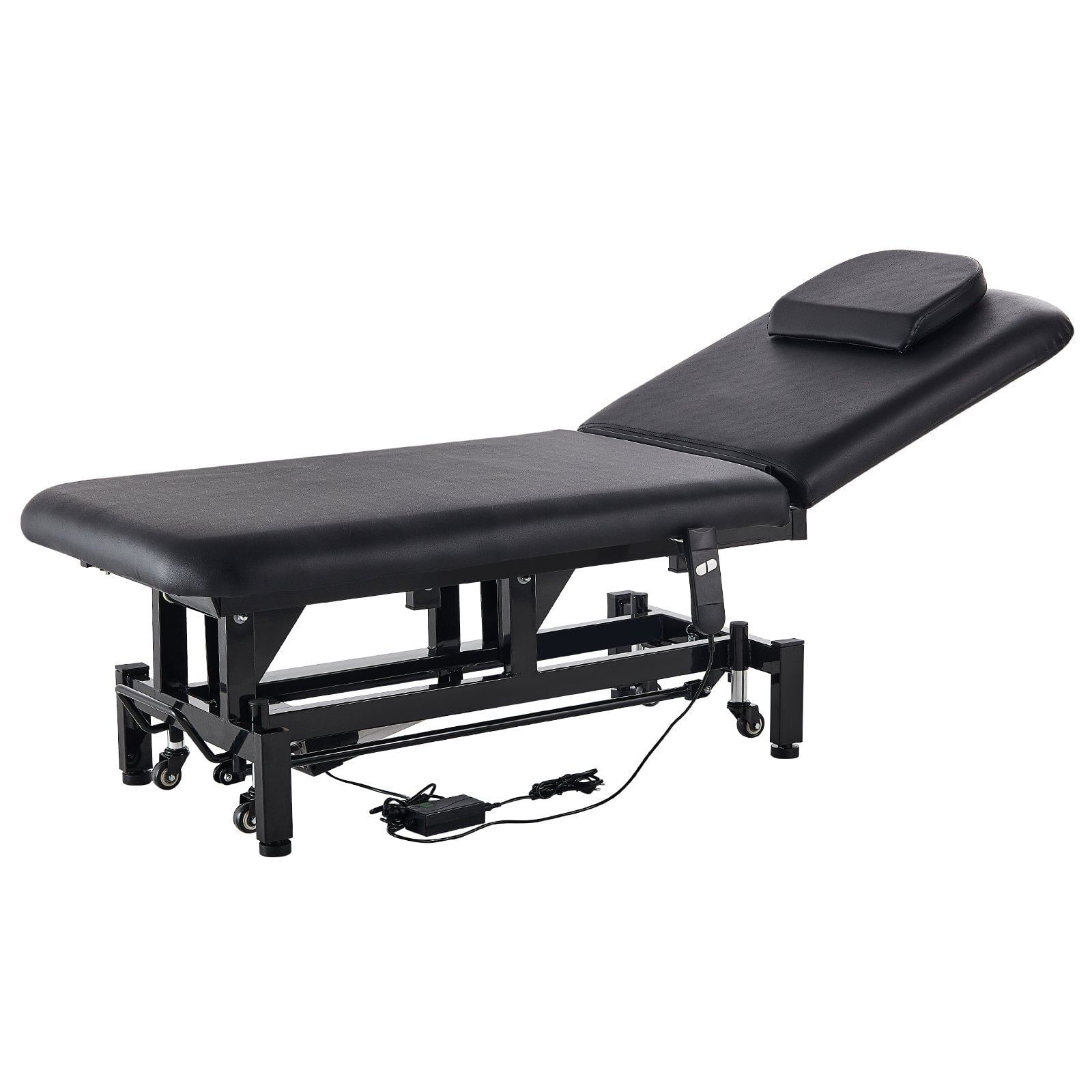 Professional electric lift massage table, 0-45?&deg; adjustable backrest medical table beauty bed, height adjustable tattoo spa table on wheels, electric massage table with headrest, 550lbs