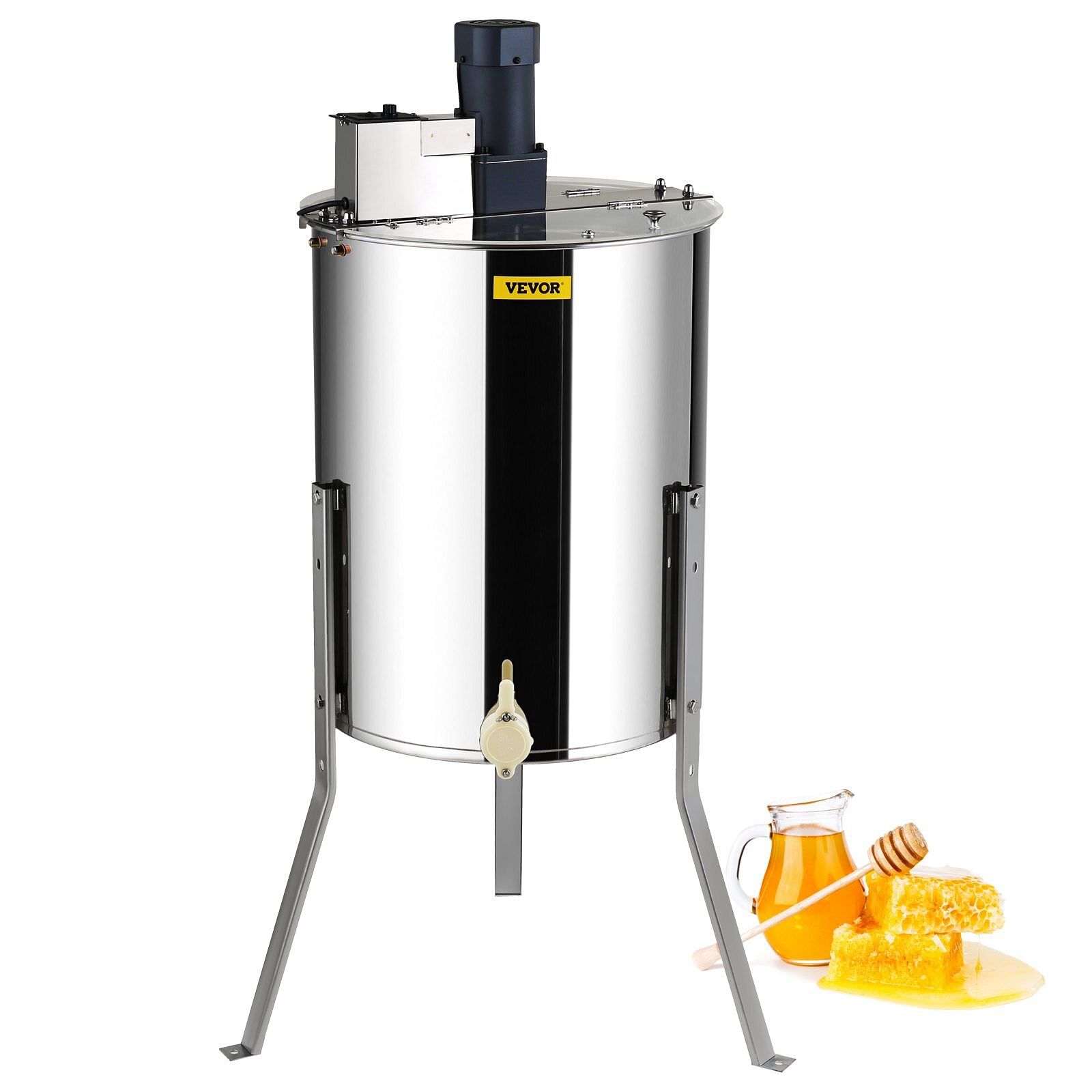 Vevor electric honey extractor, 4/8 frames honey spinner extractor, stainless steel beekeeping extraction, apiary centrifuge equipment with height adjustable stand, honeycomb drum spinner with lid