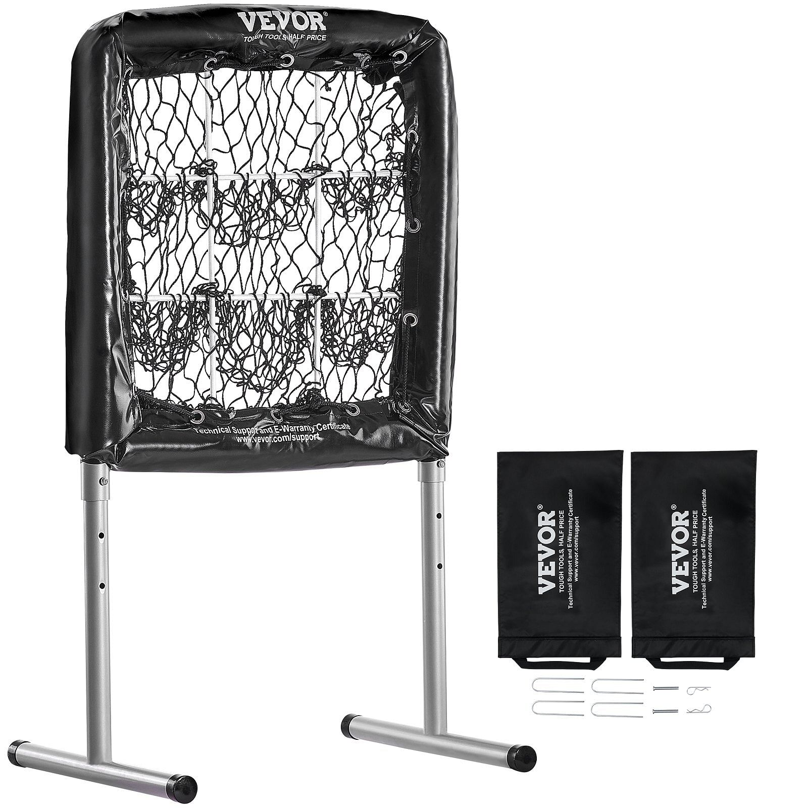 Vevor 9 hole baseball net, 28"x27" softball baseball training equipment for hitting pitching practice, heavy duty height adjustable trainer aid with strike zone & 4 ground stakes, for youth adults